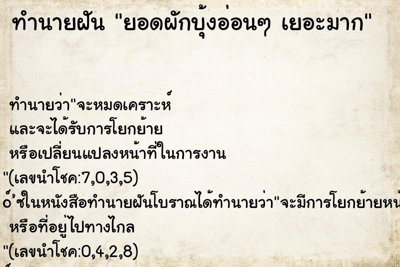 ทำนายฝัน ยอดผักบุ้งอ่อนๆ เยอะมาก ทำนายฝัน ยอดผักบุ้งอ่อนๆ เยอะมาก